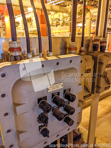 Image of pressure gauge and knobs control at a plant