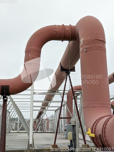 Image of Pipes and sewage pumps at industrial wastewater treatment plant