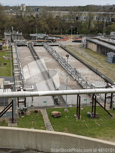 Image of typical day at a large wastewater treatment plan facility