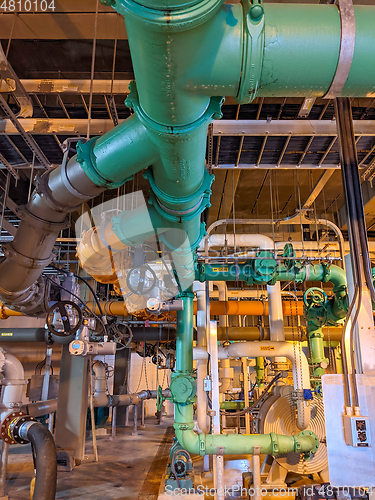 Image of Pipes and sewage pumps at industrial wastewater treatment plant