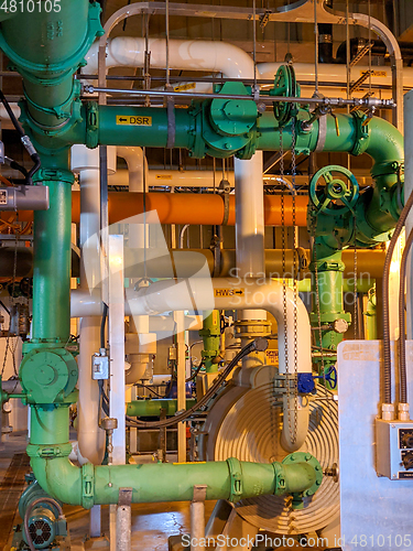 Image of Pipes and sewage pumps at industrial wastewater treatment plant