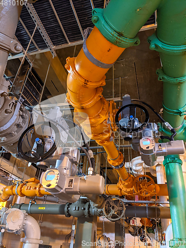 Image of Pipes and sewage pumps at industrial wastewater treatment plant