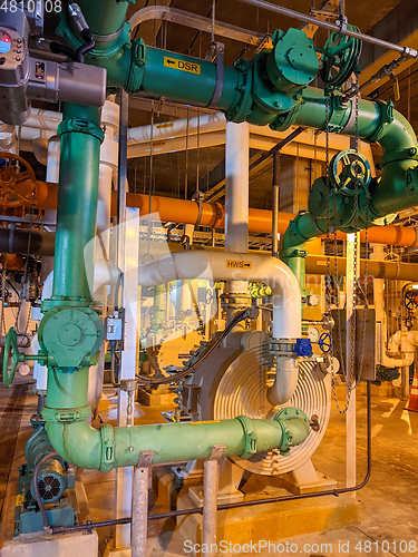 Image of Pipes and sewage pumps at industrial wastewater treatment plant