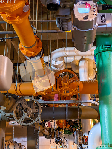 Image of Pipes and sewage pumps at industrial wastewater treatment plant