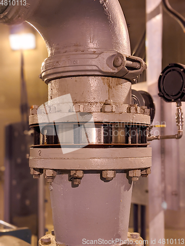 Image of Pipes and sewage pumps at industrial wastewater treatment plant