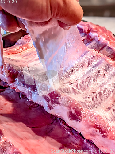 Image of raw seasoned bbq ribs ready for cooking