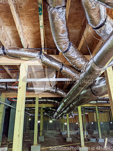 Image of the art of hvac ductwork in a residential crawl space