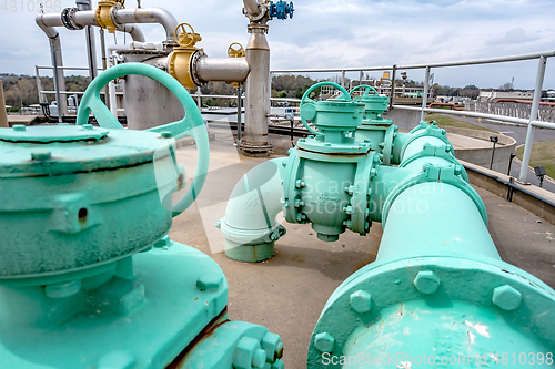 Image of large water valve at waste water plant