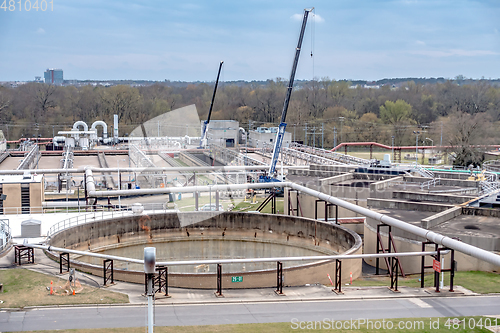 Image of typical day at a large wastewater treatment plan facility