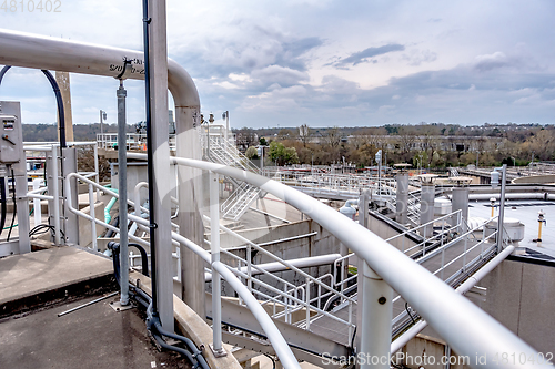 Image of typical day at a large wastewater treatment plan facility