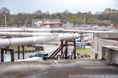 Image of typical day at a large wastewater treatment plan facility