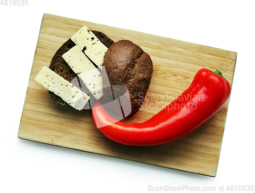 Image of Bread, cheese and pepper