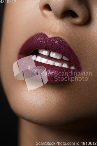 Image of beautiful woman lips closeup