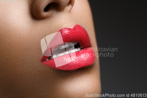 Image of beautiful woman lips closeup