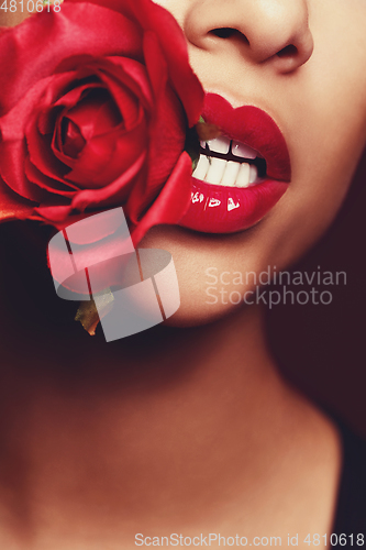 Image of beautiful woman lips closeup