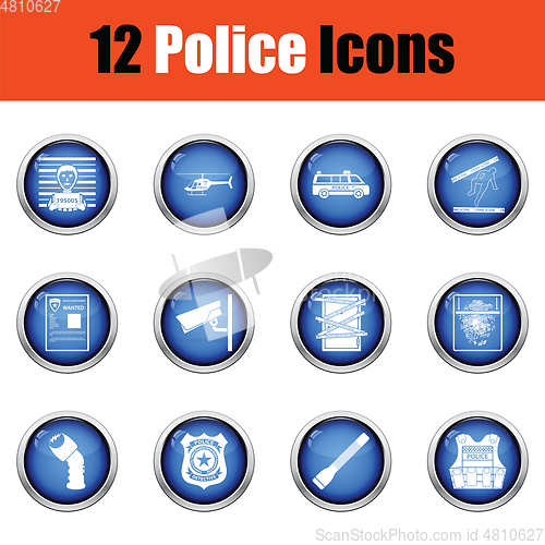 Image of Set of police icons. 