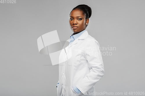 Image of african american female doctor or scientist