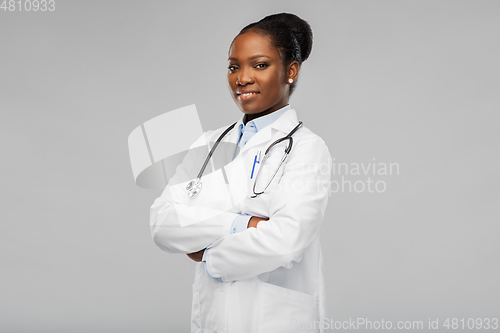 Image of african american female doctor with stethoscope