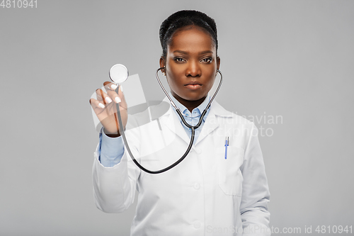 Image of african american female doctor with stethoscope