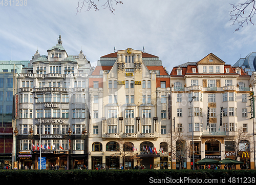 Image of Advent time Christmas market at Wenceslas square, Prague