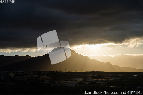 Image of beautiful sunrise over mountain