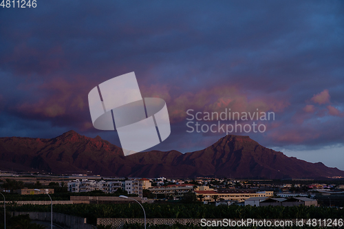 Image of beautiful sunset over mountain