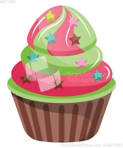 Image of Cupcakes with star shaped sprinklesillustration vector on white 