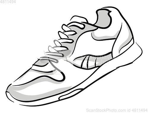 Image of A single shoe with tied white laces vector or color illustration