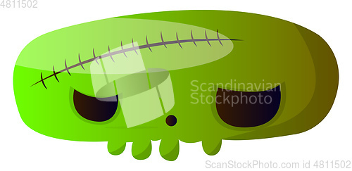 Image of Big scary cartoon green skull vector illustartion on white backg