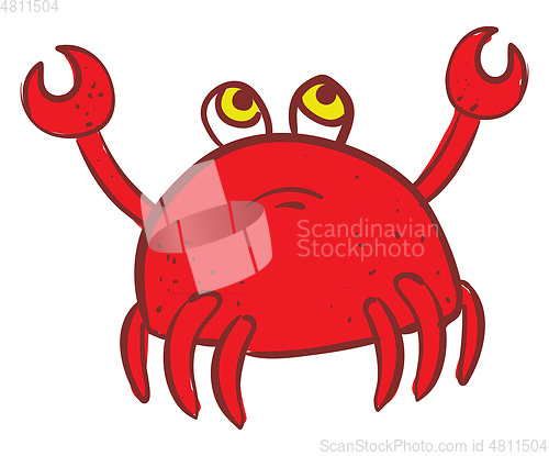 Image of Sad red crab  vector illustration on white background