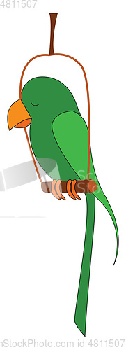 Image of Vectro illustration of a green parrot on white backgrouond 