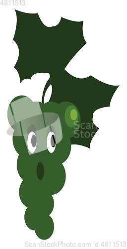 Image of Emoji of a green grape vine with a surprised look vector color d