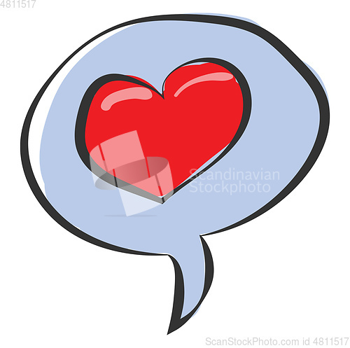 Image of Clipart of a speech bubble with a red heart vector or color illu