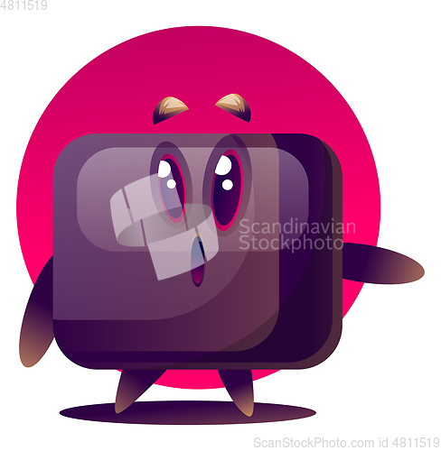 Image of Woried purple cartoon monster vector illustartion on white backg