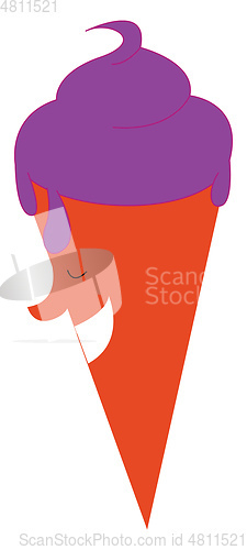 Image of Clipart of a cone ice cream topped with a whole strawberry vecto
