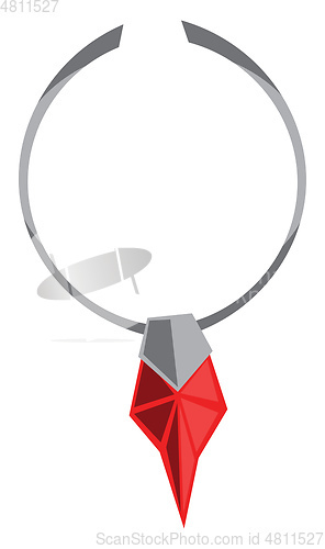 Image of A stylist silver necklace with a beautiful ruby pendant vector c