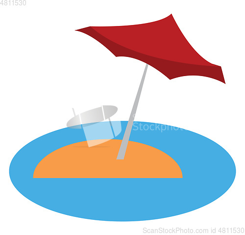 Image of Blue umbrella in sea beach vector or color illustration