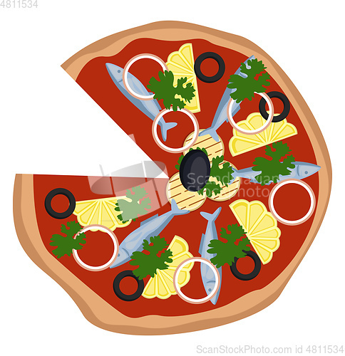 Image of Pizza with sardinelemon and grilled veggiePrint