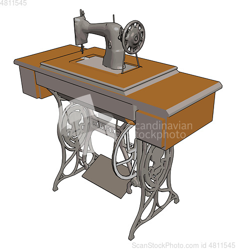 Image of Vintage manual sewing machine vector illustration on white backg