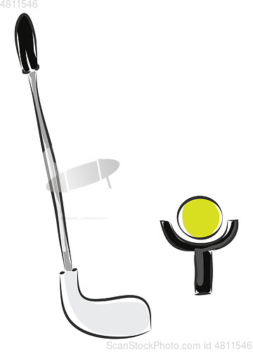 Image of Grey golf club with yellow golf ball vector illustration on whit