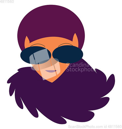 Image of Lady with purple hair vector or color illustration