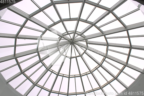 Image of modern house-top in supermarket with metal beams