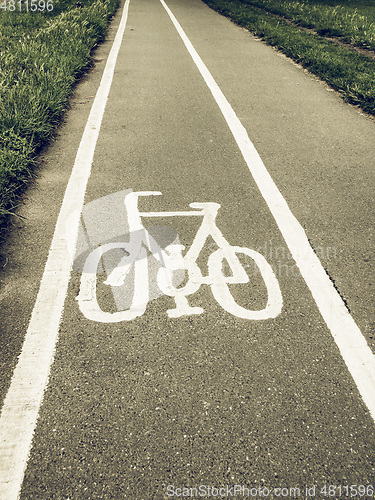 Image of Vintage looking Bike lane sign