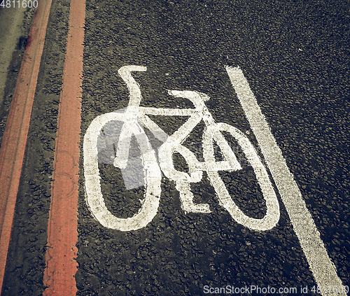 Image of Vintage looking Bike lane sign