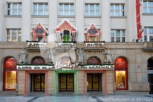 Image of Hamleys Toy shop in Advent Christmas time on Prague street
