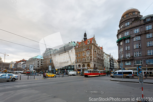 Image of Advent time Christmas market at Wenceslas square, Prague