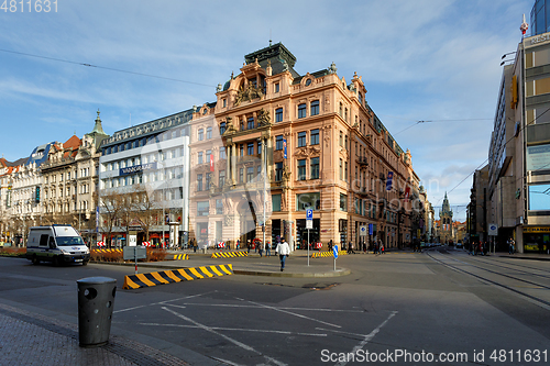 Image of Advent time Christmas market at Wenceslas square, Prague