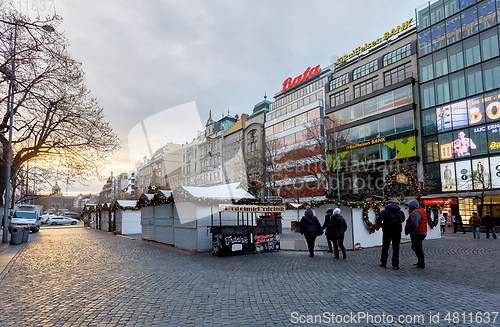 Image of Peoples on the famous advent Christmas market at Wenceslas squar