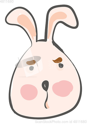 Image of The face of a big eared grumpy cartoon hare vector color drawing