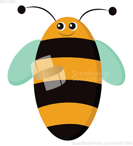 Image of A smiling oval shaped bee vector or color illustration